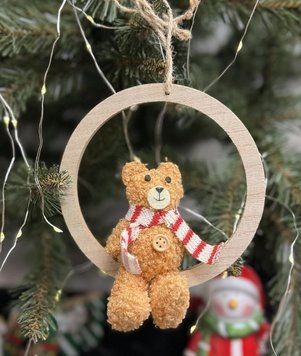 Декоративна підвісна прикраса &laquo;Ведмедик у колі&raquo; 15 см DEC15-701 фото