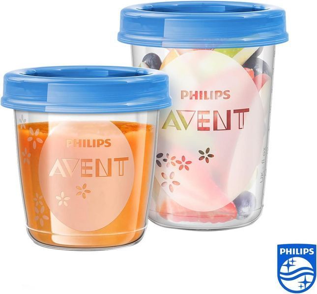 Philips Avent Набір багаторазових контейнерів для зберігання харчування SCF721/20 (180 мл і 240 мл, з кришками та ложечкою) W25-ED9185 фото