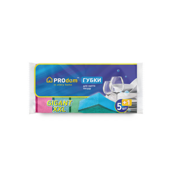 ProDom Губки кухонні Gigant XXL 5+1 шт (9,8х6,8х3,5 см) (4820185122399) PKSGX51986835 фото