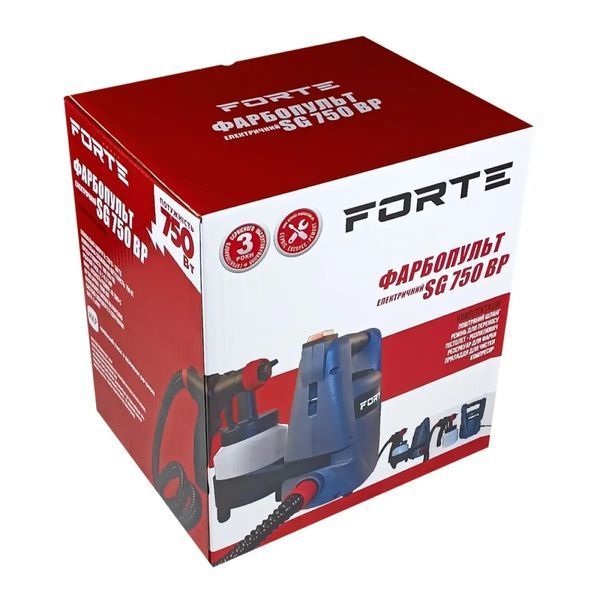 Електрофарбопульт FORTE SG 750 BP 750Вт, сопло 1,5мм, витрати фарби 180мл/хв., 0,2 бар, бачок 1000 мл SG 750 BP фото