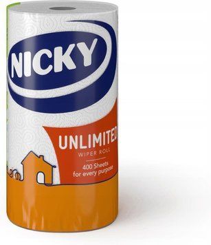Nicky паперові рушники Unlimited 1 рулон 400 відривів VPNCK1400 фото